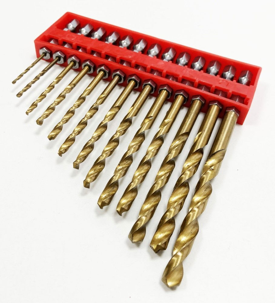 DRILL BIT SET TITANIUM COATED HEX SHANK 13PC 1.5-6.5mm - TOOLZONE KDPDR100
