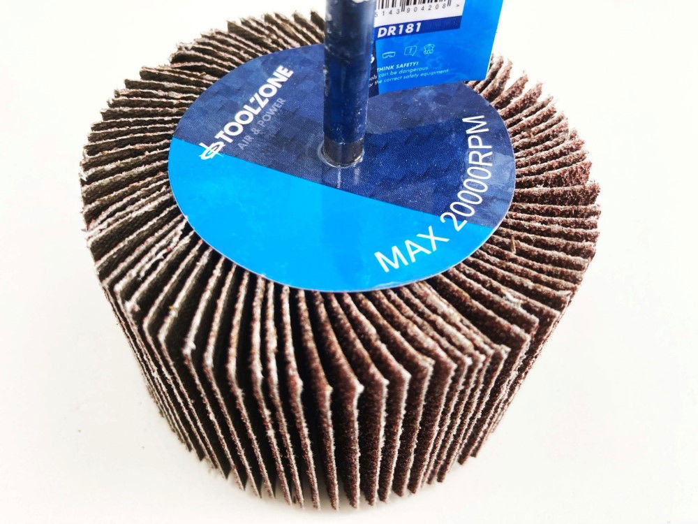 FLAP WHEEL FOR DRILL 80x50mm 60 grit 6mm SPINDLE - TOOLZONE KDPDR181