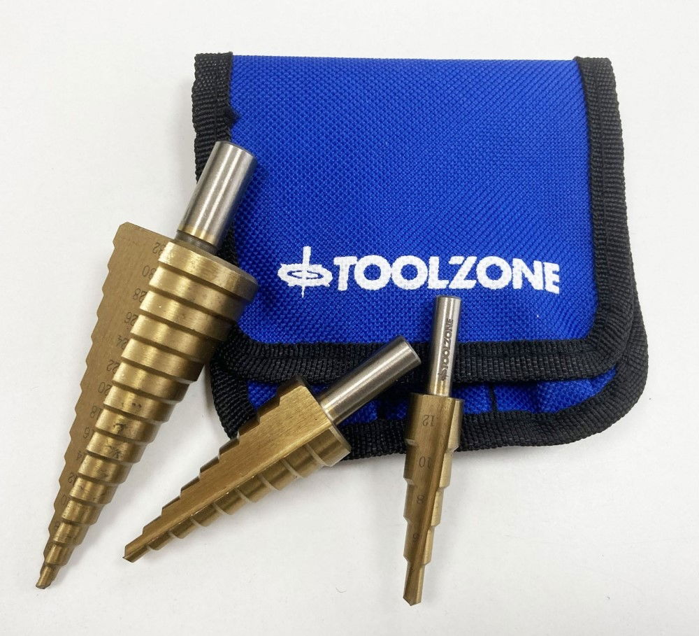 HSS STEP DRILL SET 3PC 4-32mm TITANIUM COATED - TOOLZONE KDPDR387
