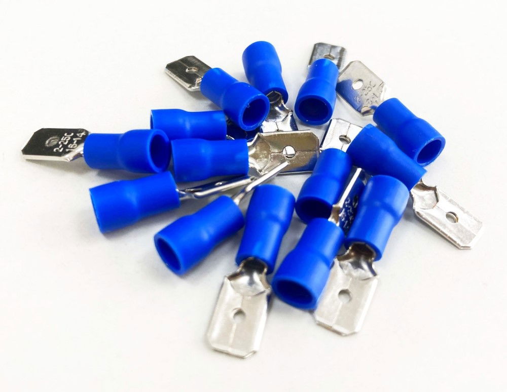 MALE TERMINALS 100PC BLUE SEMI INSULATED 14-16 awg 6.3 x 0.8 x 0.4mm - TOOLZONE KDPEL140