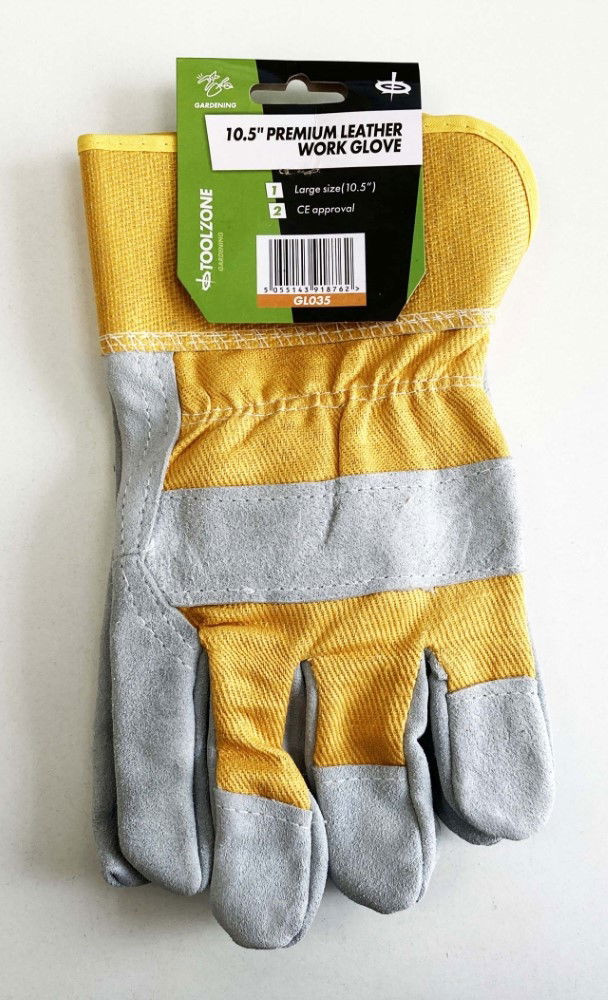 PREMIUM LEATHER WORK GLOVES SIZE 10.5 PACK OF 12 - TOOLZONE KDPGL035