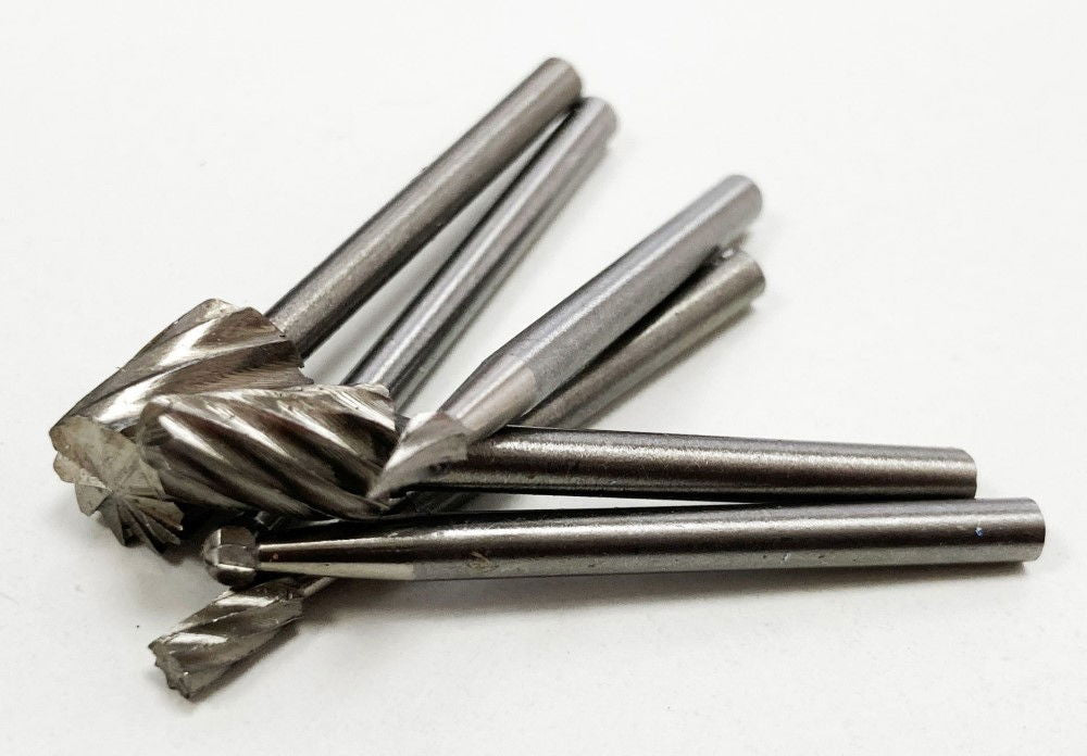 MICRO HSS BURR SET 6 PIECE 3.17mm SHANK 40mm LENGTH - TOOLZONE KDPHB191