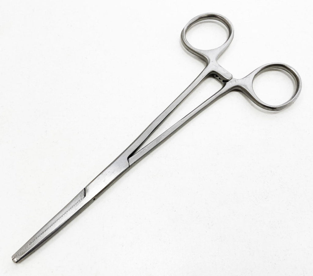 STRAIGHT FORCEPS 150mm STAINLESS STEEL LOCKING SERRATED JAW - TOOLZONE KDPHB218