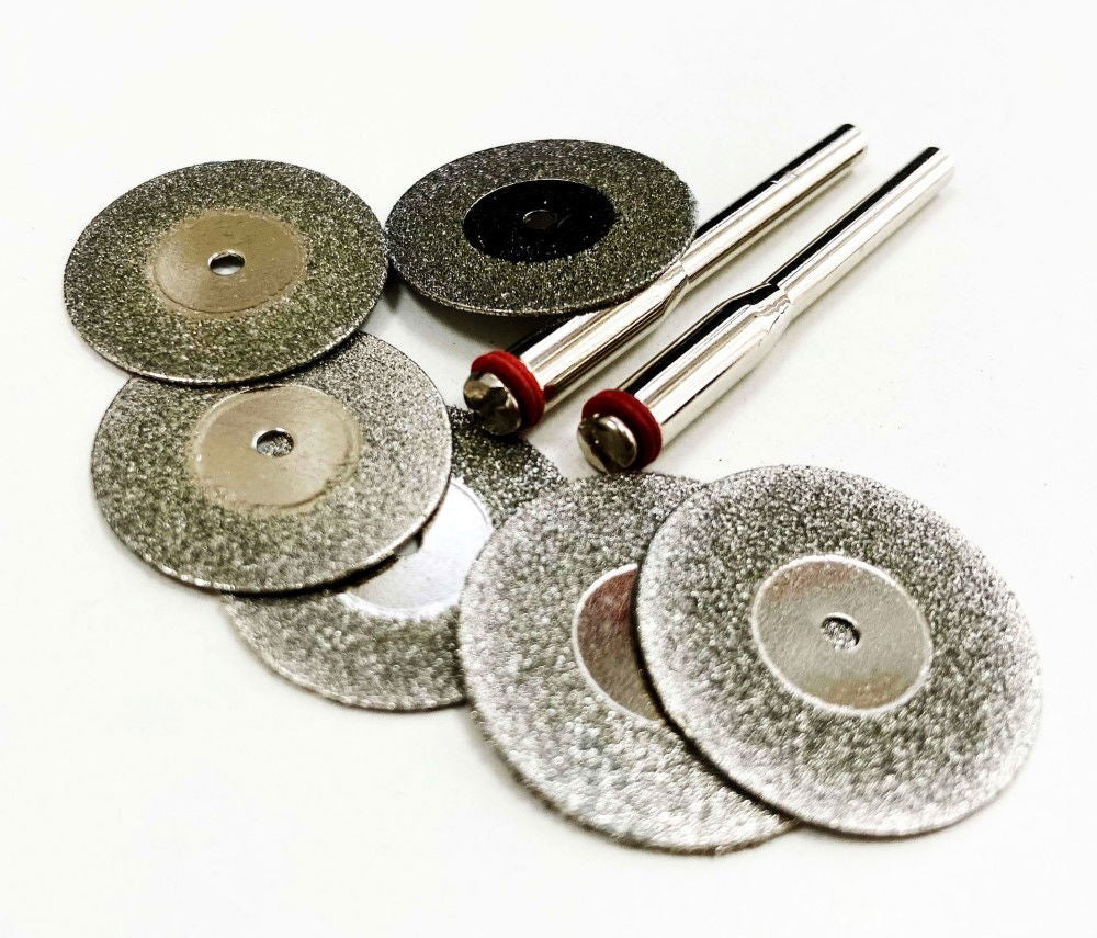 MINI DIAMOND CUTTING DISCS 6pc 20mm 22mm 3.2mm SHANK 0.65mm THICKNESS - TOOLZONE KDPHB263