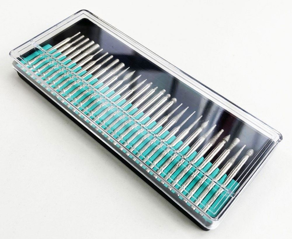 DEBURRING AND ENGRAVING SET 30pc 150GRIT DIAMOND 3.17mm SHANK 40-50mm LENGTH - TOOLZONE KDPHB265