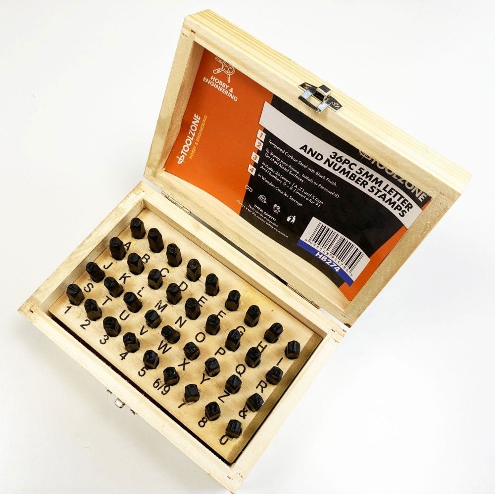 LETTER AND NUMBER STAMPS 36pc 5mm HEIGHT 60mm LENGTH - TOOLZONE KDPHB274