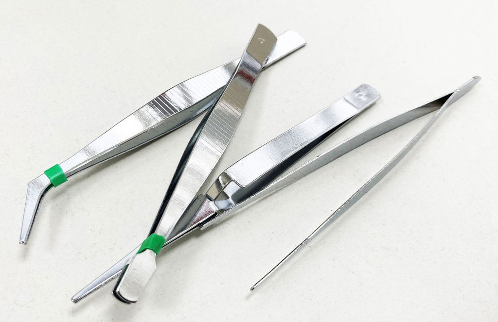 TWEEZER SET 4pc 4.5 FLAT ENDED POINTED ANGLED - TOOLZONE KDPHB324