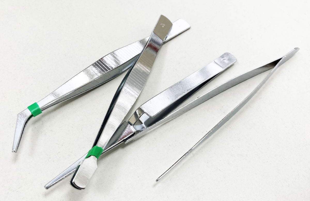 TWEEZER SET 4pc 4.5 FLAT ENDED POINTED ANGLED - TOOLZONE KDPHB324