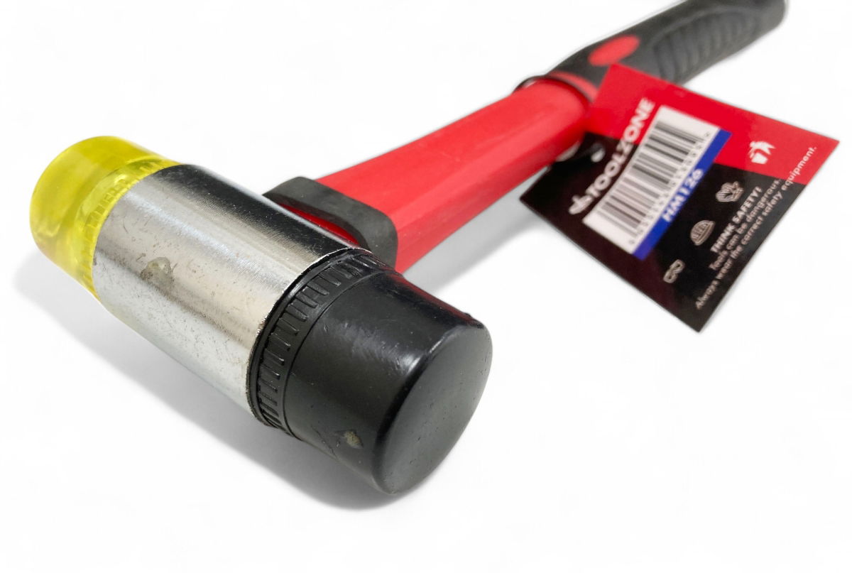 MALLET RUBBER AND NYLON HEAD 30mm FIBREGLASS HANDLE 290mm - TOOLZONE KDPHM126