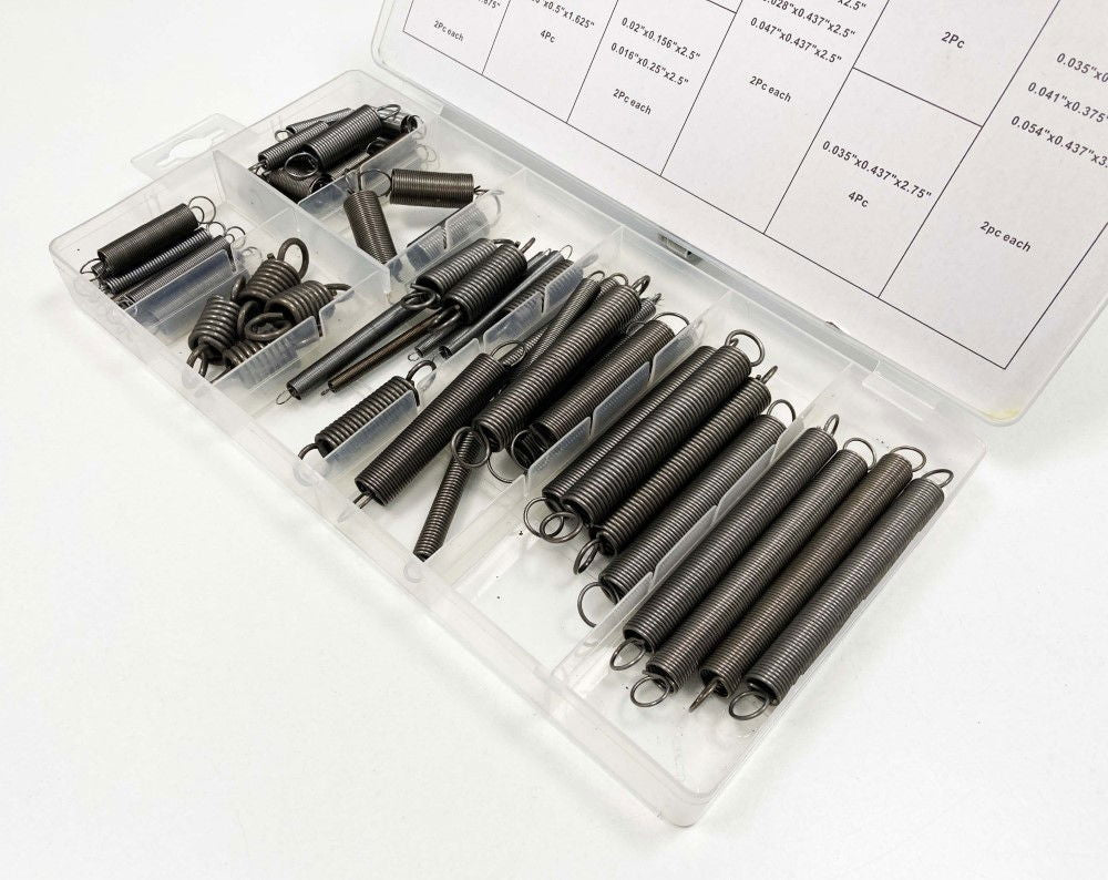 EXTENSION SPRING ASSORTMENT 54pc RUST RESISTANT SIZES 1.5 - TOOLZONE KDPHW007