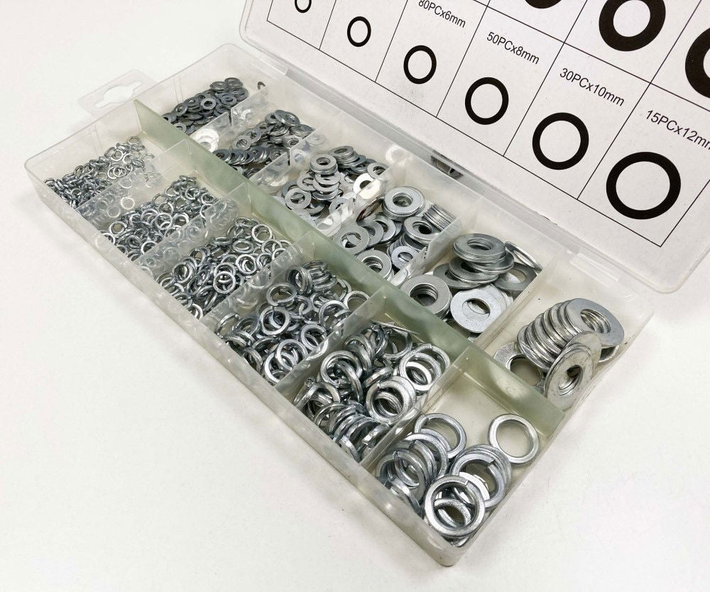FLAT AND SPRING WASHERS ASSORTMENT 790pc STAINLESS STEEL 4-12mm - TOOLZONE KDPHW025