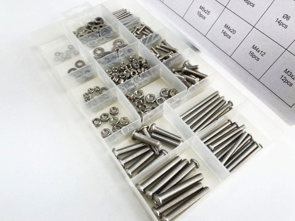 NUTS AND BOLTS ASSORTMENT 246pc STAINLESS STEEL M3-M6 - TOOLZONE KDPHW037