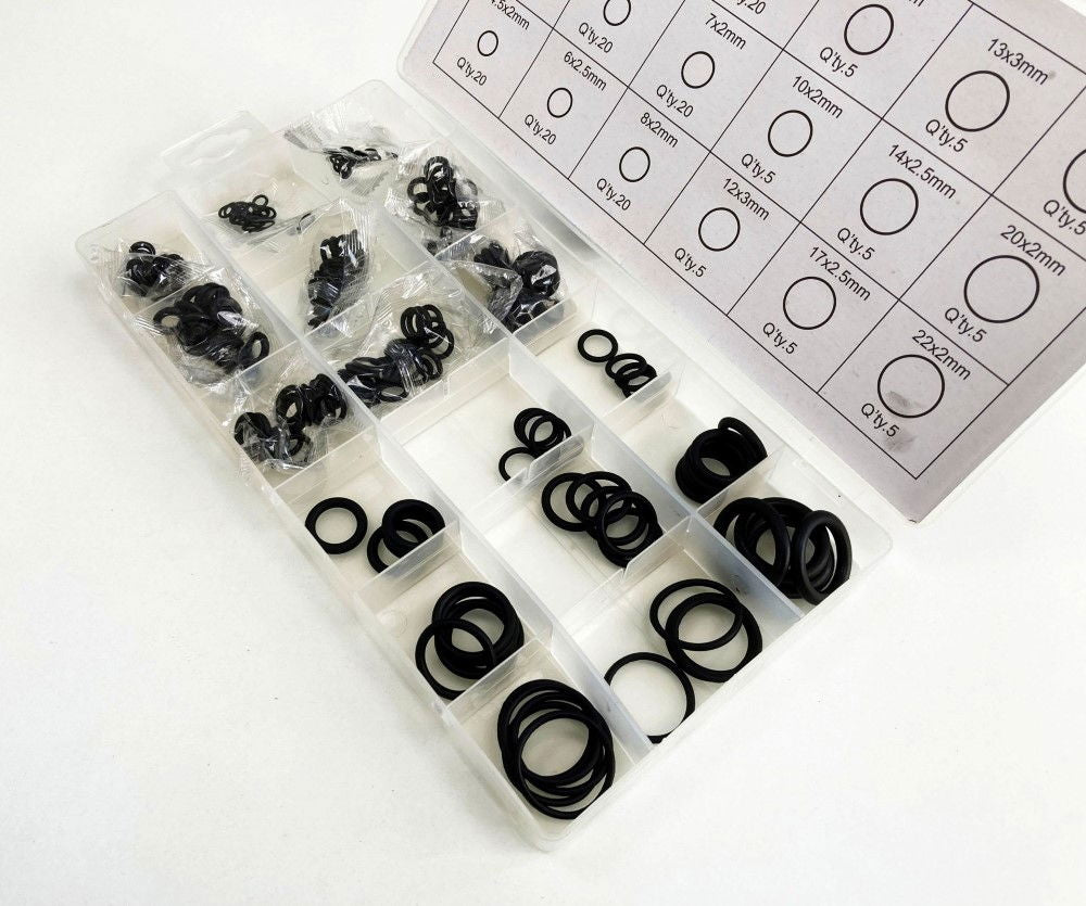 RUBBER O RING ASSORTMENT 225pc IN POLY BOX - TOOLZONE KDPHW084