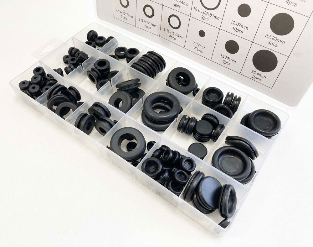 RUBBER GROMMET ASSORTMENT 125pc IN STORAGE BOX - TOOLZONE KDPHW182