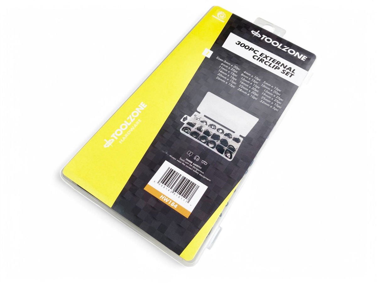 EXTERNAL CIRCLIP ASSORTMENT 300pc IN STORAGE BOX - TOOLZONE KDPHW184