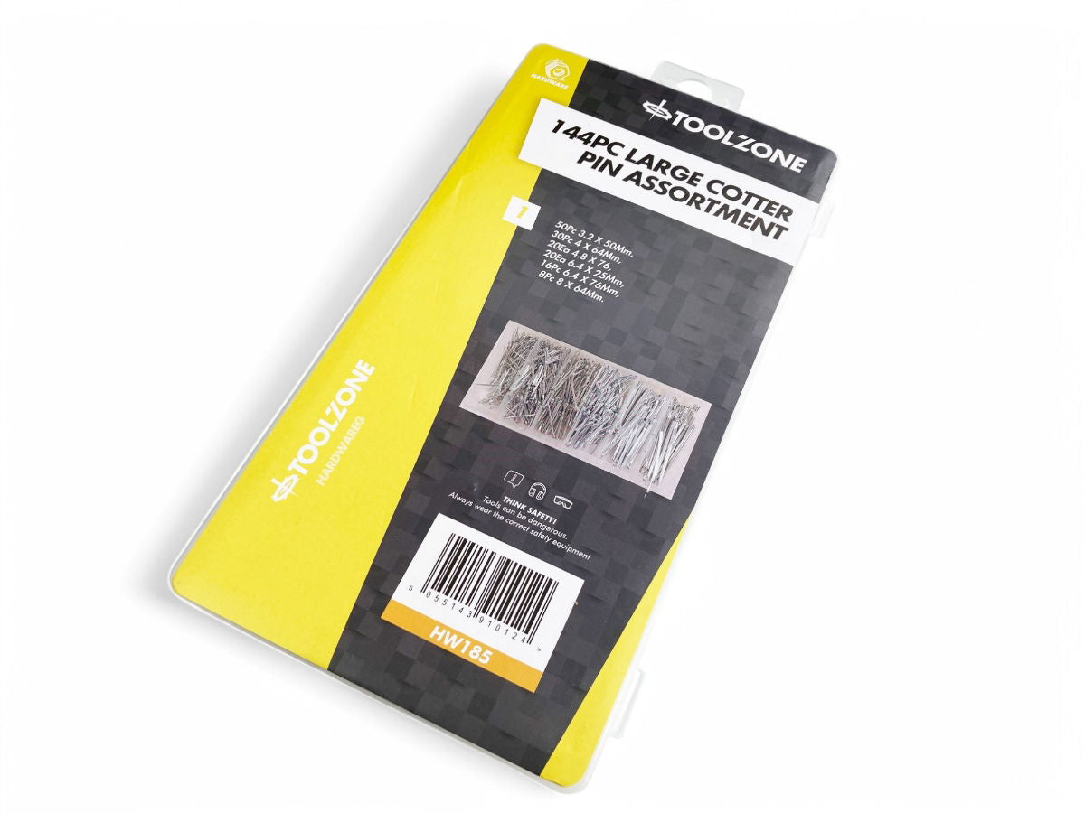 COTTER PIN ASSORTMENT LARGE 144pc IN STORAGE BOX - TOOLZONE KDPHW185