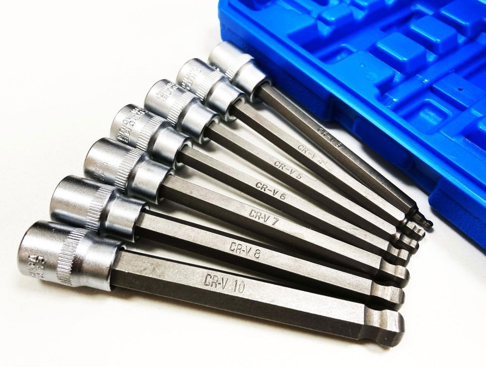 HEX BIT SET BALL END EXTRA LONG 7pc 110mm CHROME VANADIUM - TOOLZONE KDPHX056