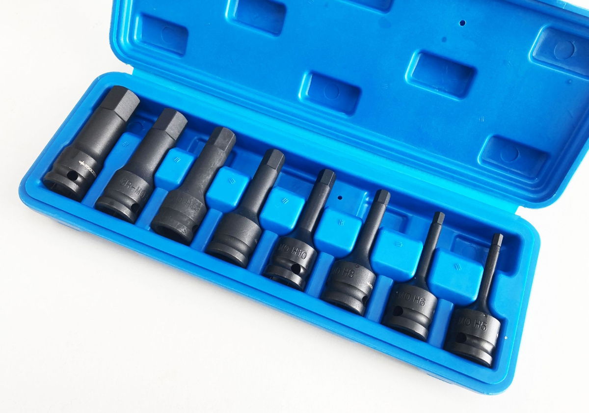IMPACT HEX BIT SET METRIC 1/2 DRIVE 8pc 5-19mm CHROME MOLYBDENUM - TOOLZONE KDPHX057