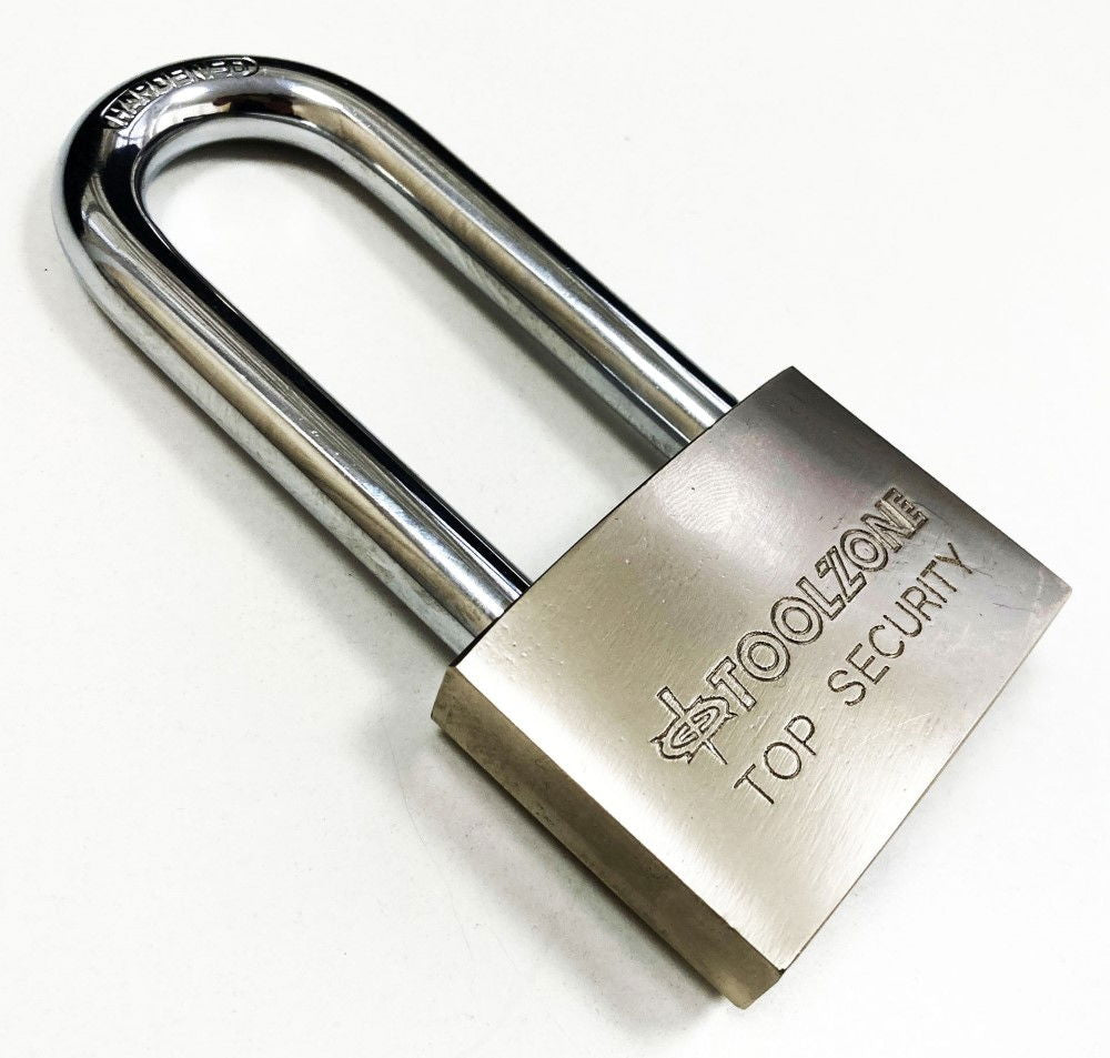 PADLOCK LONG SECURITY 60mm SOLID STEEL WITH 4 KEYS - TOOLZONE KDPLK024
