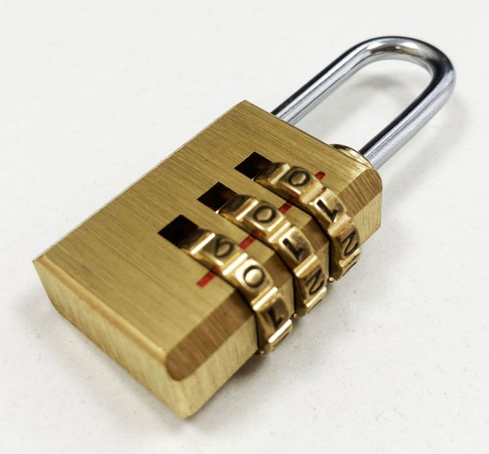 PADLOCK COMBINATION 3 DIAL BRASS SMALL - TOOLZONE KDPLK054