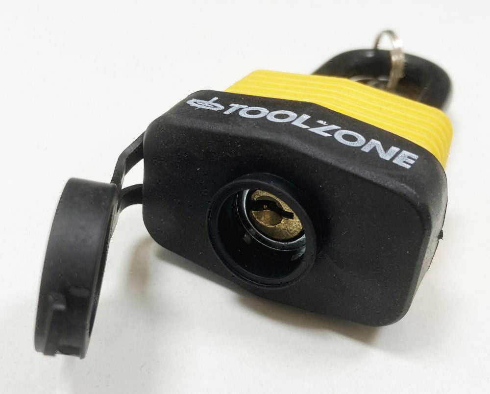 PADLOCK WATERPROOF 40mm LONG SHACKLE 6mm DIAMETER 57mm LENGTH WITH 2 KEYS - TOOLZONE KDPLK096