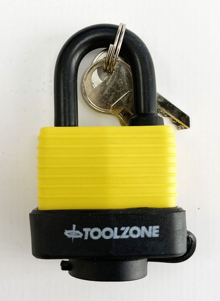 PADLOCK WATERPROOF LAMINATED 40mm 6mm SHACKLE WITH 2 KEYS - TOOLZONE KDPLK100