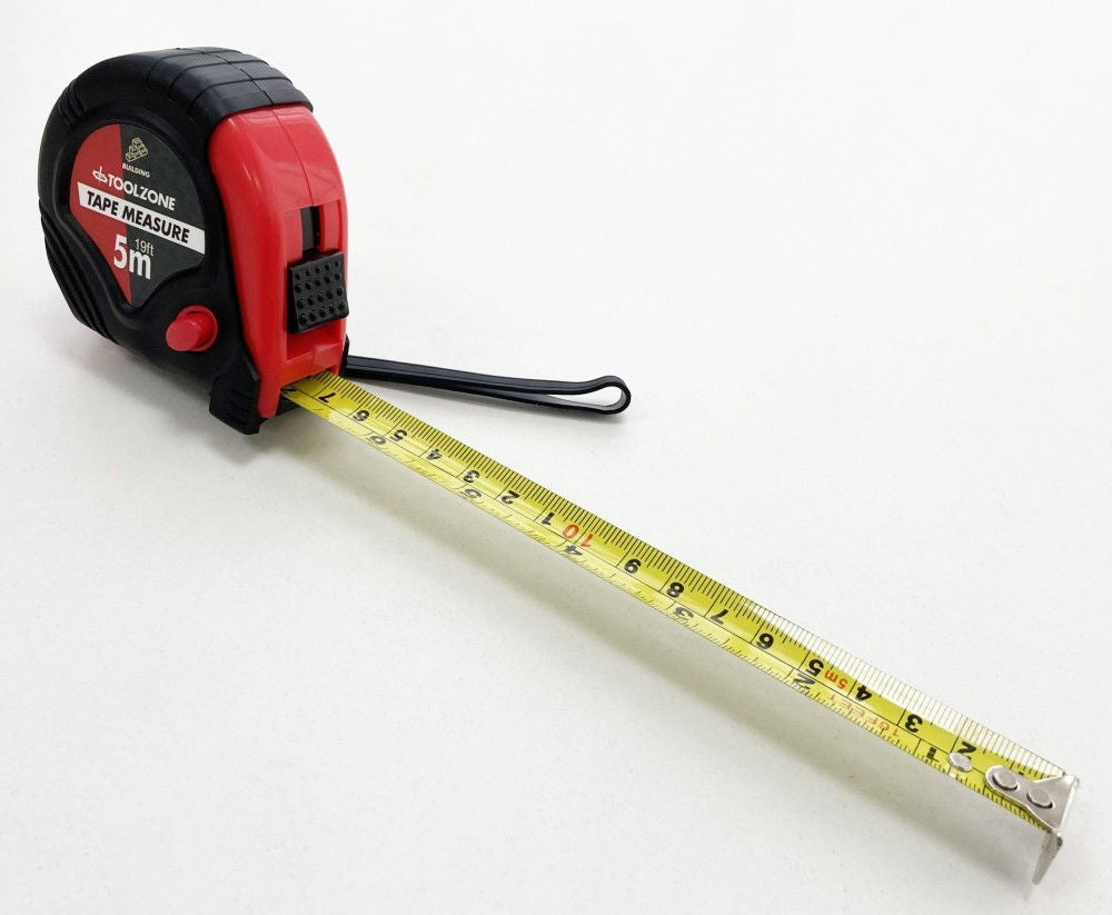 TAPE MEASURE 5m x 19mm RUBBER COATED METRIC AND IMPERIAL - TOOLZONE KDPMS123