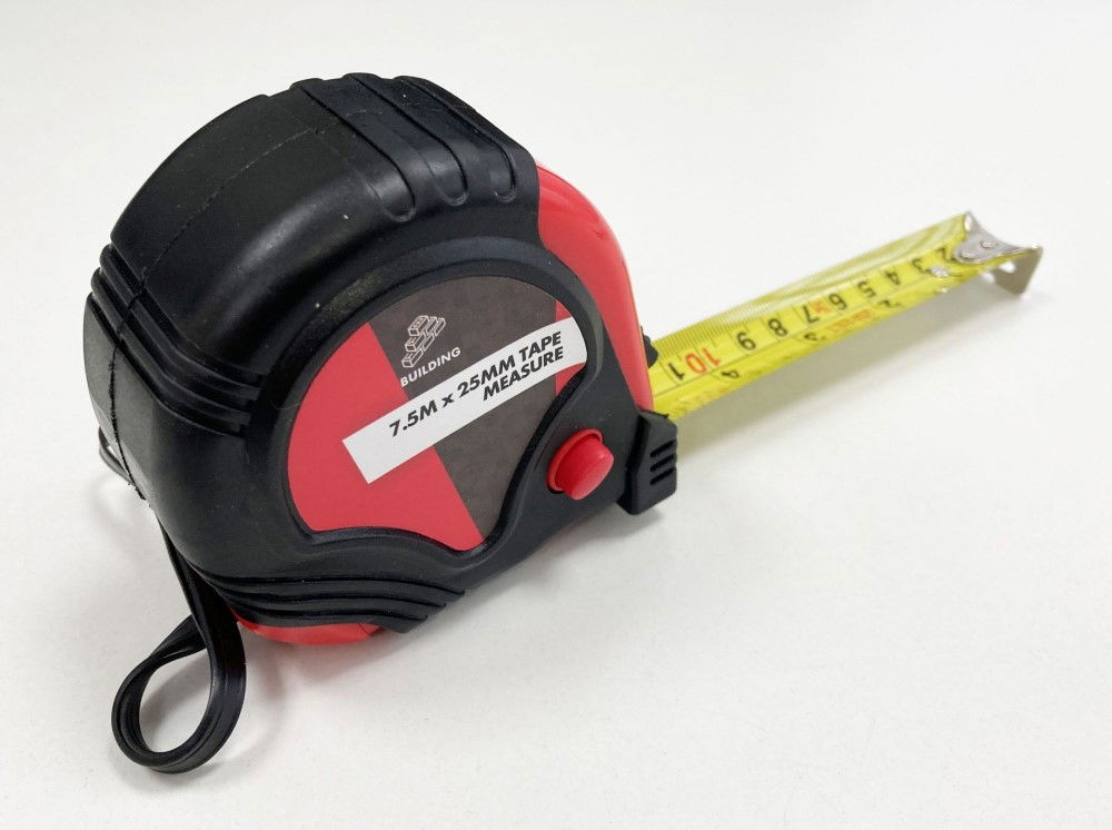 TAPE MEASURE 7.5m x 25mm RUBBER COATED METRIC AND IMPERIAL - TOOLZONE KDPMS124