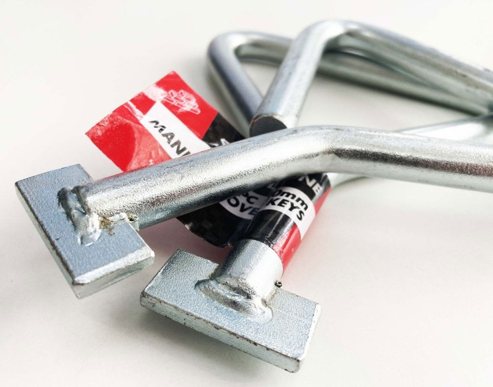 MANHOLE COVER KEY 2 PIECE 170mm T-END ZINC PLATED CARBON STEEL - TOOLZONE KDPPB016