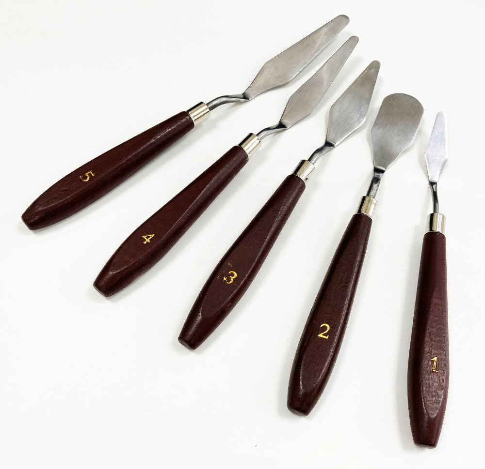 PAINTING KNIFE SET 5PC HIGH CARBON SPRING STEEL BLADES SIZES 1-5 - TOOLZONE KDPPK001