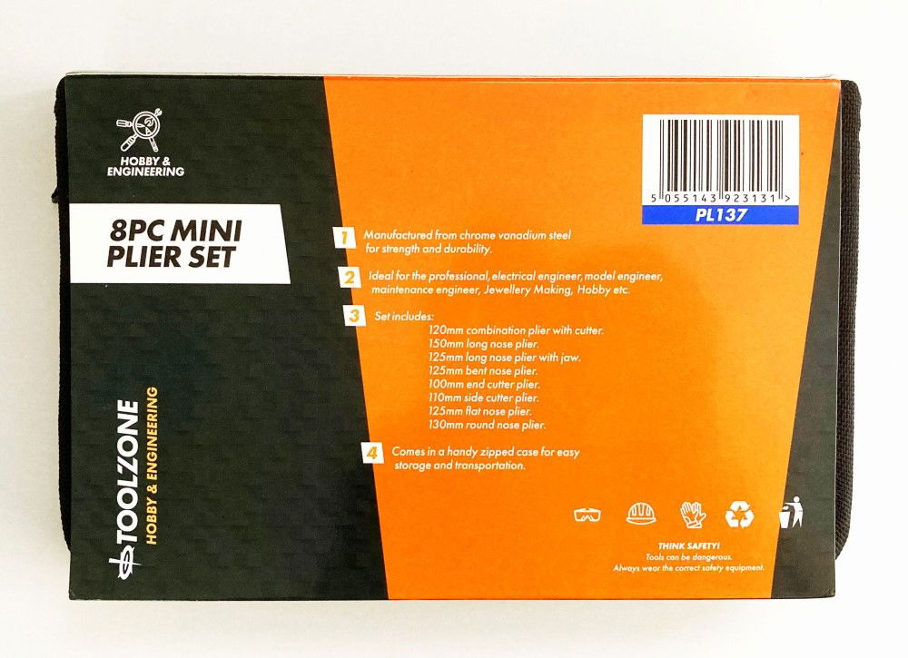 MINI PLIER SET ASSORTED 8PC CHROME VANADIUM STEEL - TOOLZONE KDPPL137