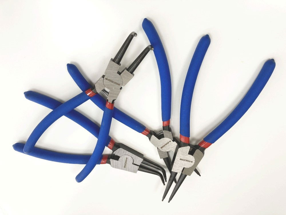 CIRCLIP PLIERS SET 4PC 9 INTERNAL AND EXTERNAL STRAIGHT AND BENT - TOOLZONE KDPPL242