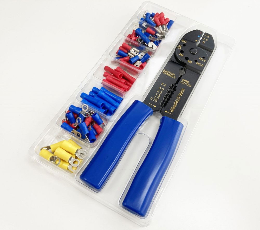 CRIMPING TOOL AND TERMINAL SET 101PC INSULATED TERMINALS 22-10 awg - TOOLZONE KDPPL262