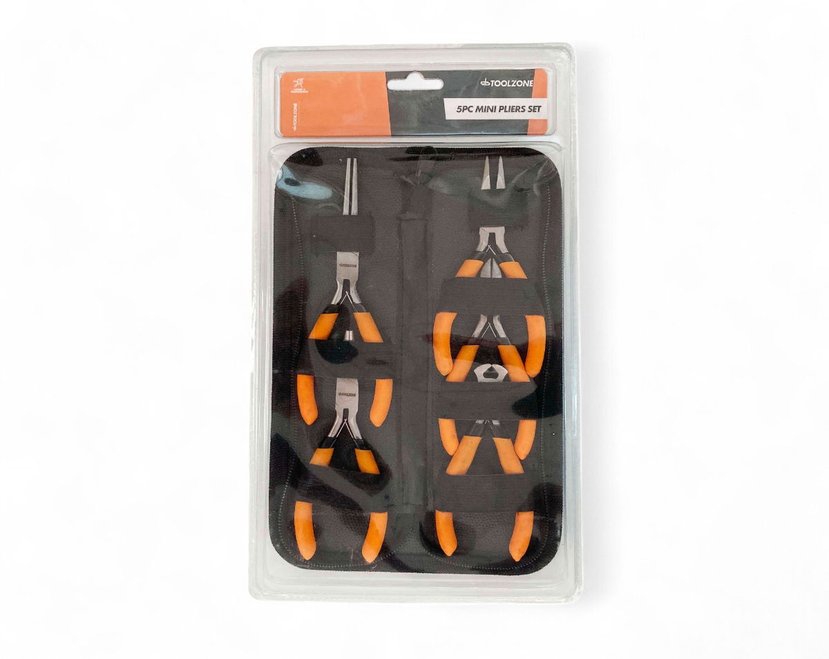 MINI PLIER SET 5PC DOUBLE DIPPED HANDLE ORANGE - TOOLZONE KDPPL299