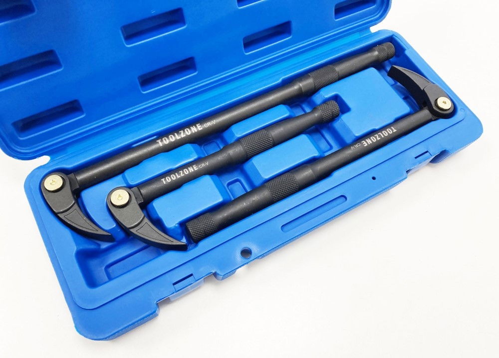PRY BAR SET 3PC ADJUSTABLE 250mm-380mm 180° FLEXIBLE FOOT - TOOLZONE KDPPN009