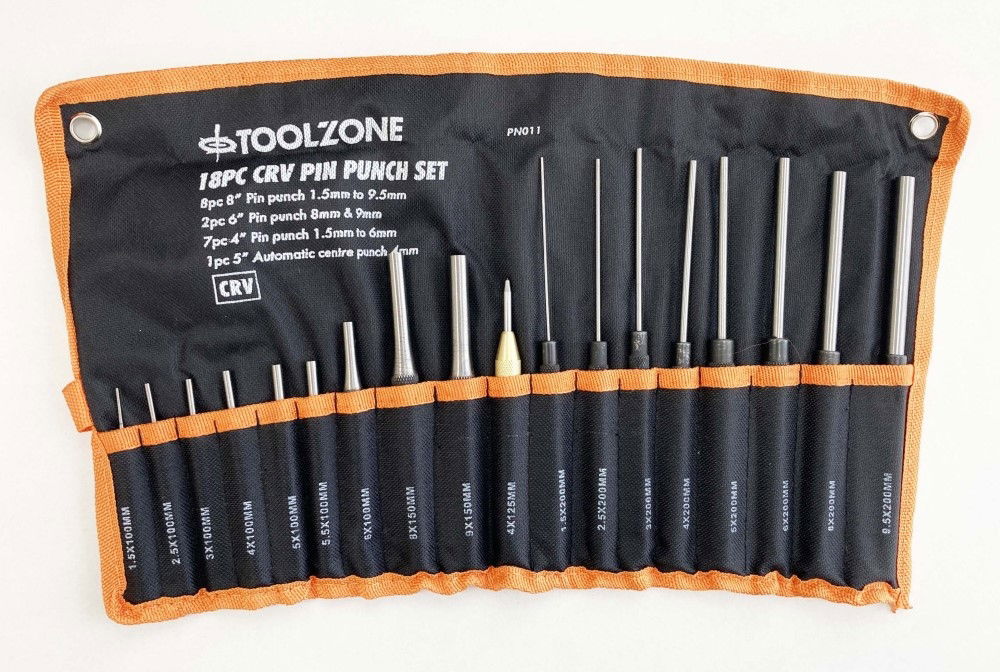 PUNCH SET 18PC CRV 1.5mm-9.5mm TETRON WALLET - TOOLZONE KDPPN011