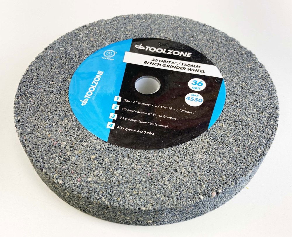 GRINDING WHEEL COARSE 6 36GRIT 19mm THICK ALUMINIUM OXIDE - TOOLZONE KDPPW020C
