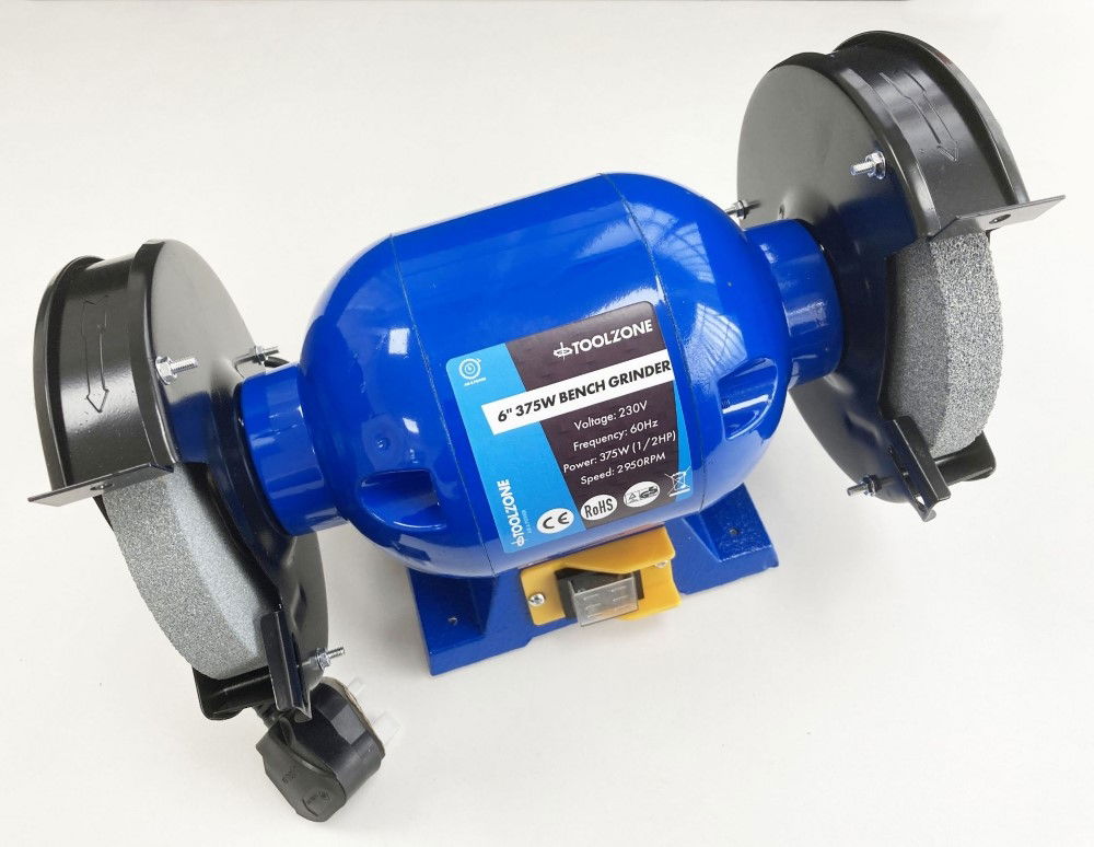 BENCH GRINDER 6 375W 1/2HP 230V WITH FINE AND COARSE WHEELS - TOOLZONE KDPPW057