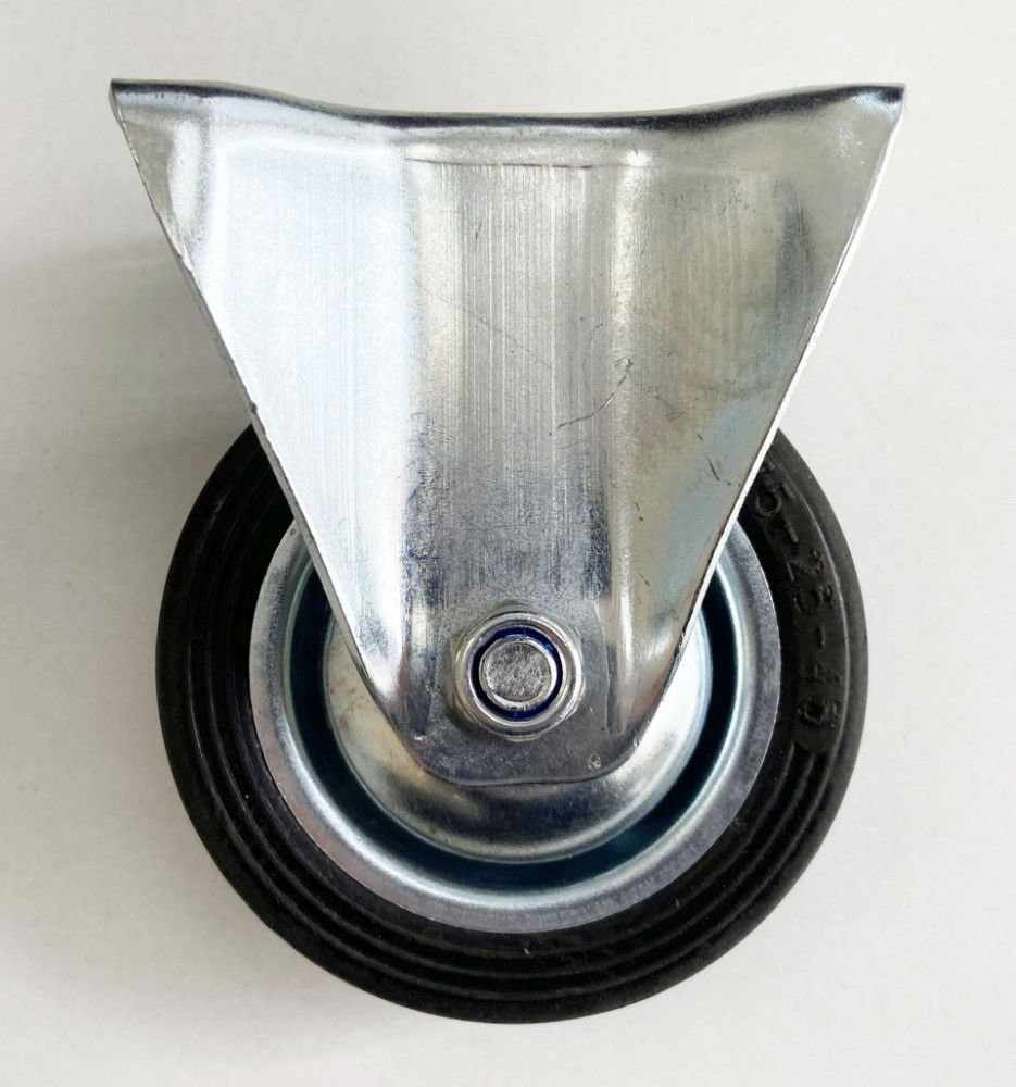 CASTOR FIXED 3 75mm RUBBER WHEEL STEEL PLATE 50kg - TOOLZONE KDPRM006