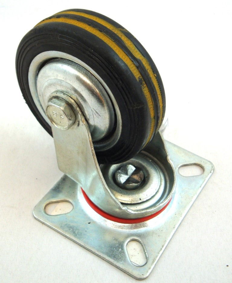 CASTOR SWIVEL 3 72mm RUBBER WHEEL STEEL PLATE 25kg - TOOLZONE KDPRM007