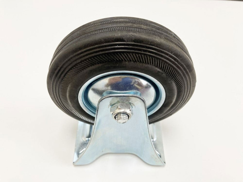 CASTOR FIXED 5 125mm RUBBER WHEEL STEEL PLATE 80kg - TOOLZONE KDPRM011