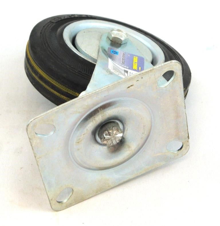CASTOR SWIVEL 5 125mm RUBBER WHEEL STEEL PLATE 70kg - TOOLZONE KDPRM012