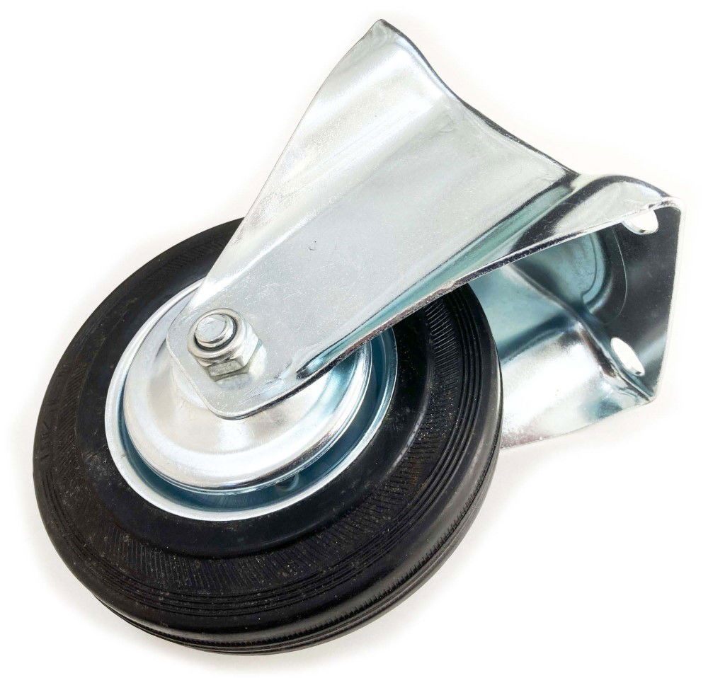 CASTOR FIXED 6 150mm RUBBER WHEEL STEEL PLATE 135kg - TOOLZONE KDPRM014