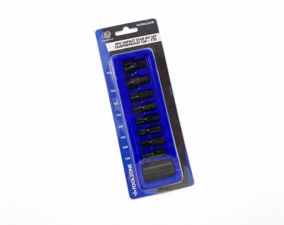 IMPACT STAR BIT SET 9PC T30-T70 1/2 DRIVE - TOOLZONE KDPSD068