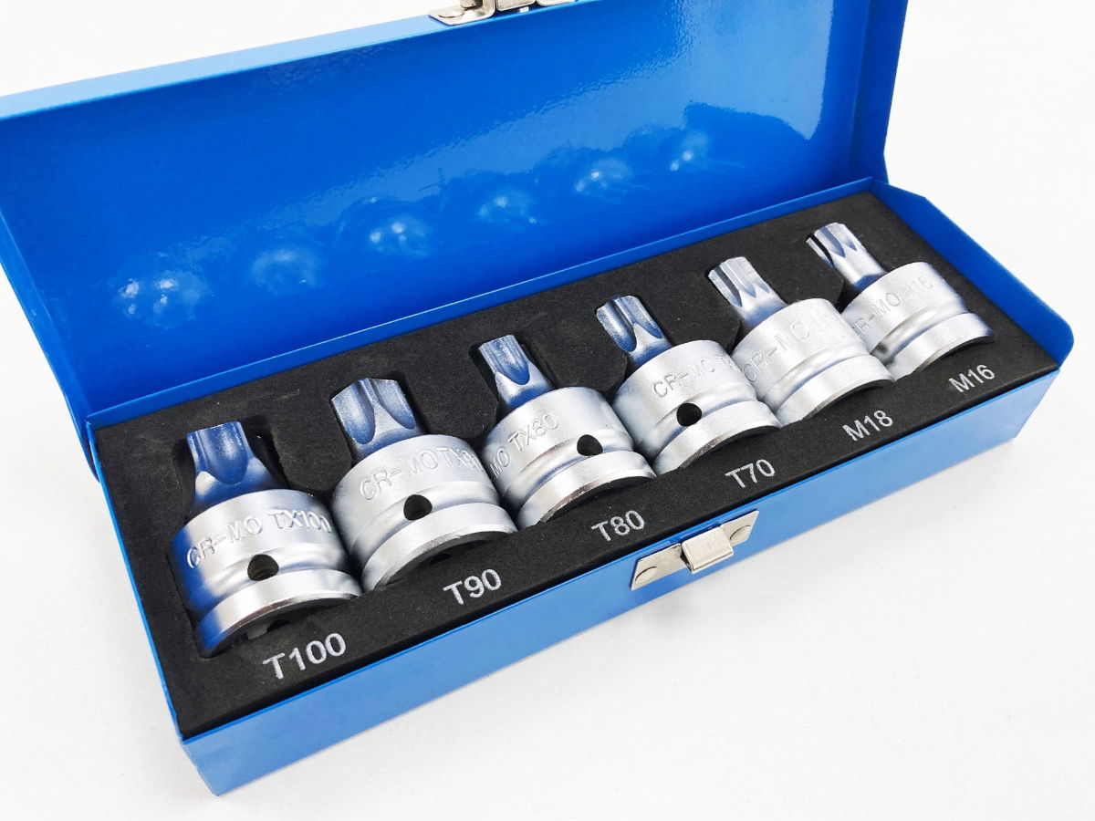 SPLINE AND STAR BIT SET 6PC 3/4 DRIVE T70-T100 M16 M18 - TOOLZONE KDPSD069