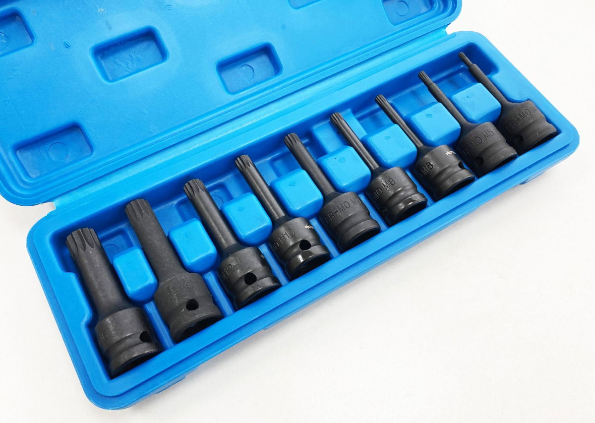 IMPACT SPLINE BIT SET 9PC M4-M16 1/2 DRIVE - TOOLZONE KDPSD070