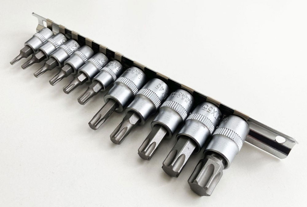 STAR BIT SOCKET SET 11PC T10-T60 ON RAIL - TOOLZONE KDPSD078