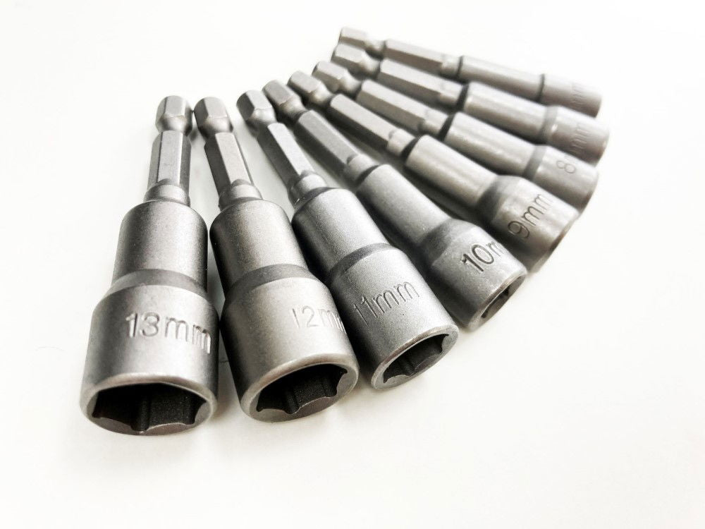 MAGNETIC NUT DRIVER SET 8PC 1/4 DRIVE 6-13mm 65mm LENGTH - TOOLZONE KDPSD083