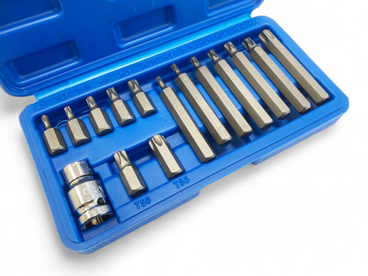 STAR BIT SET 15PC WITH 1/2 ADAPTOR 30mm 75mm - TOOLZONE KDPSD129