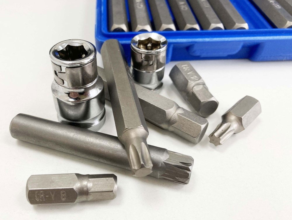 HEX STAR SPLINE BIT SET 40PC 30mm 75mm 3/8 1/2 DRIVE - TOOLZONE KDPSD140